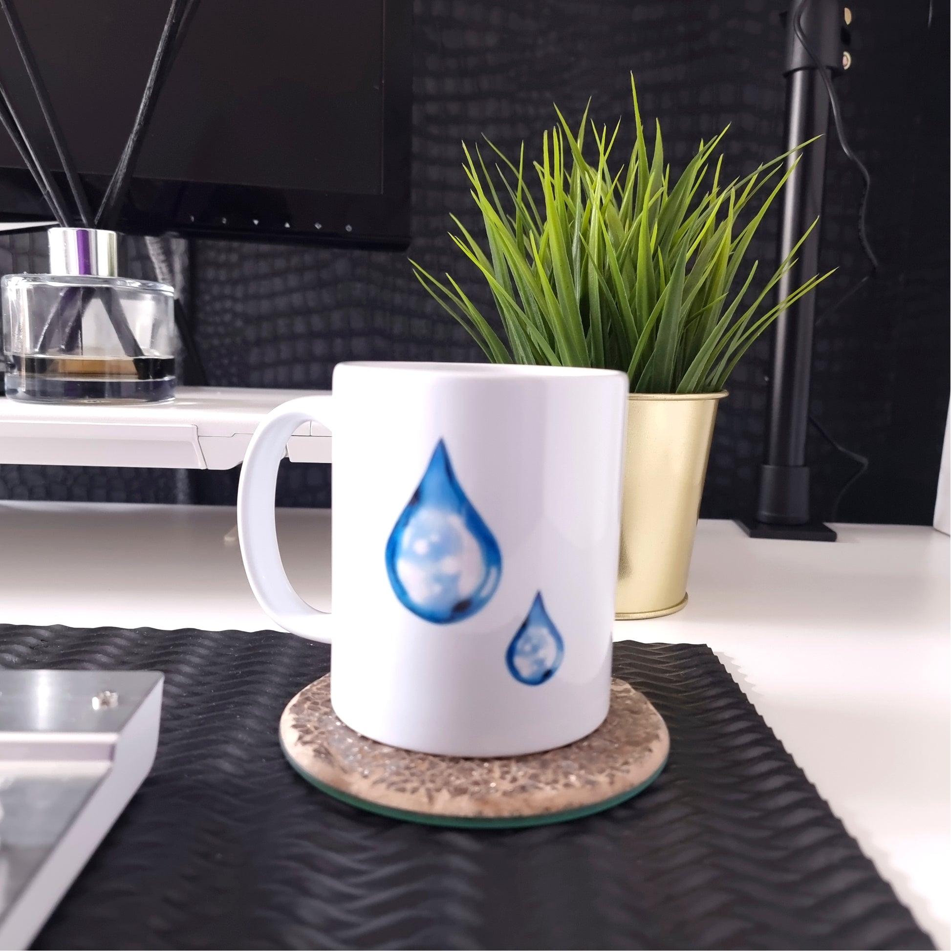 Water Drop 11oz Coffee Mug, White