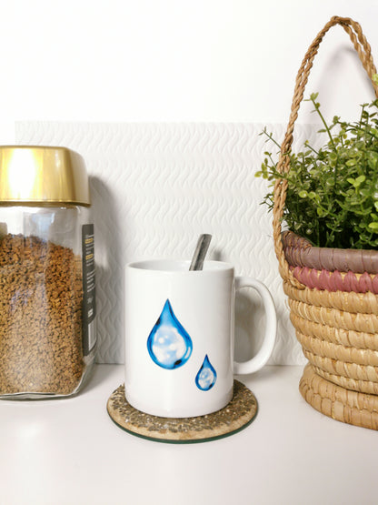 Water-drop  11oz Coffee Mug, Ceramic, White
