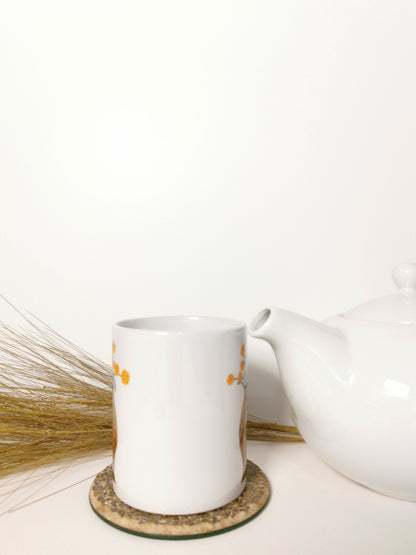Orange Chrysanthemum Flowers  11oz Coffee Mug, Ceramic, White