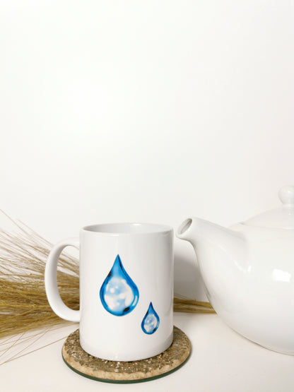 Water-drop  11oz Coffee Mug, Ceramic, White