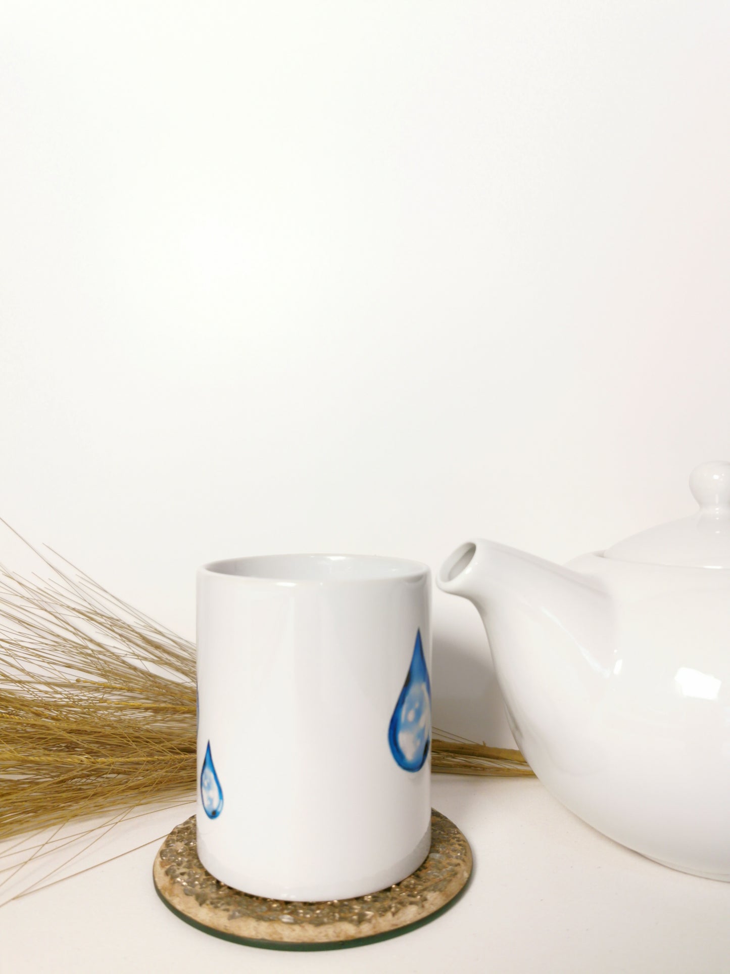 Water-drop  11oz Coffee Mug, Ceramic, White