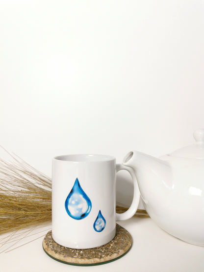 Water-drop  11oz Coffee Mug, Ceramic, White