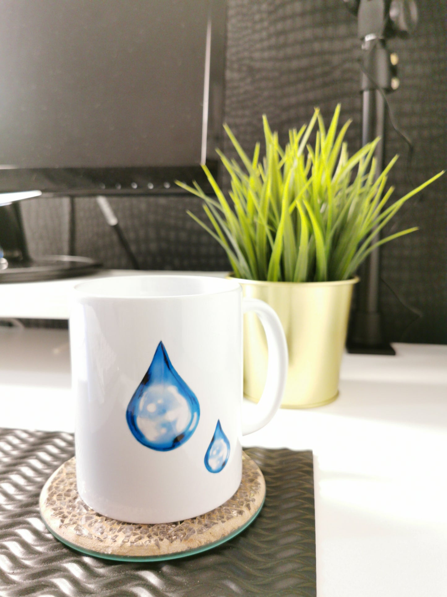 Water-drop  11oz Coffee Mug, Ceramic, White