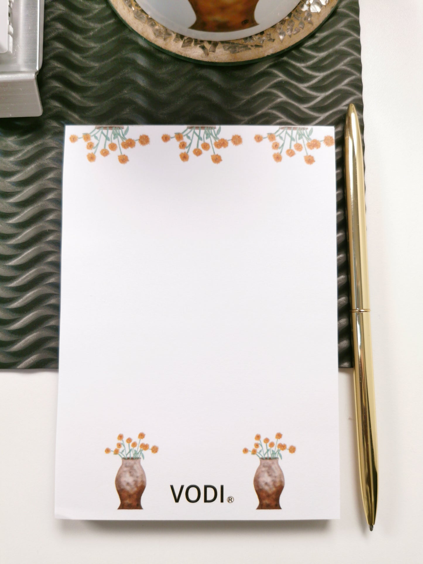 Orange Chrysanthemum Notepad, A6, 120gsm, Top Glue Binding