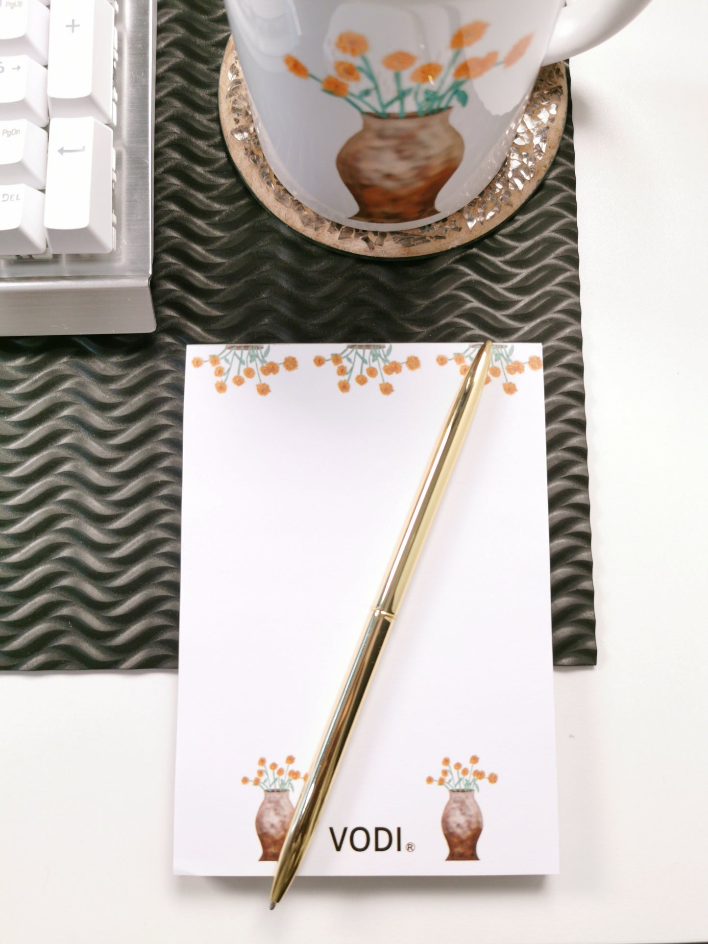 Orange Chrysanthemum Notepad, A6, 120gsm, Top Glue Binding